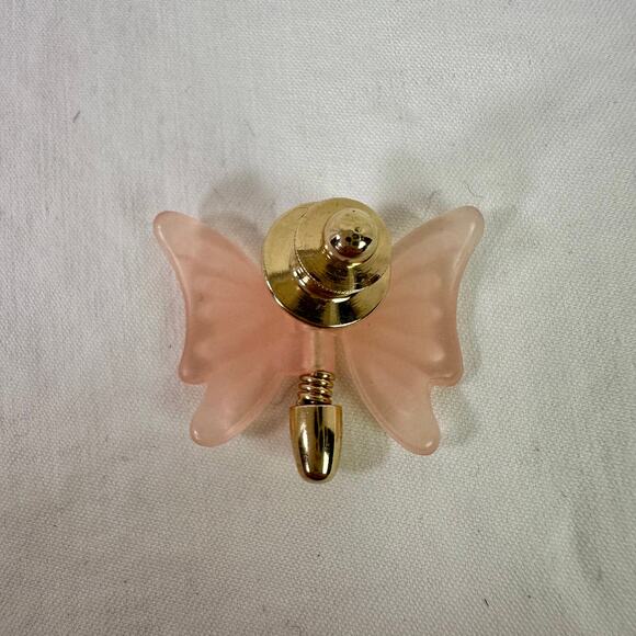 3/$20 Avon VTG Small Goldtone and Pink Lucite Wings Moveable Butterfly Pins - Picture 2 of 6